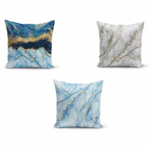 Sada 3 obliečok na vankúše Minimalist Cushion Covers Azuro Cassie