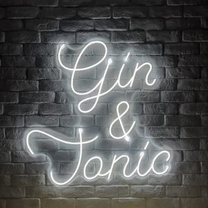 Biela nástenná svietiaca dekorácia Candy Shock Gin and Tonic