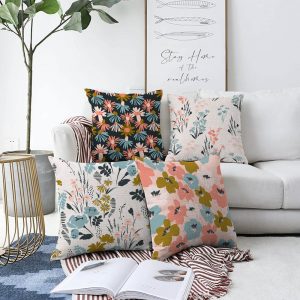 Súprava 4 obliečok na vankúše Minimalist Cushion Covers Blooming