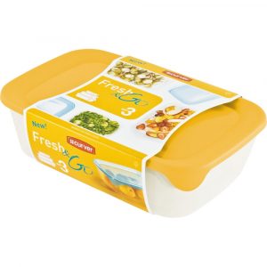 Súprava 3 žltých dóz na potraviny Curver Fresh&Go Curver