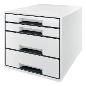Bielo-čierny zásuvkový box Leitz WOW CUBE
