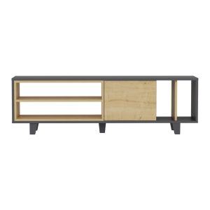 Sivý/prírodný TV stolík v dekore duba 160x49 cm Rosmar - Kalune Design Kalune Design