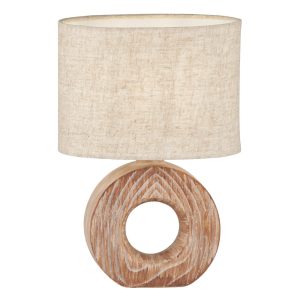 Hnedo-béžová keramická stolová lampa s textilným tienidlom (výška 31 cm) Hanke – Fischer & Honsel Fischer & Honsel