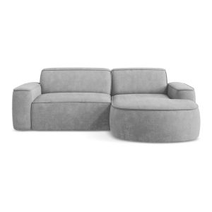 Svetlosivá ženilková rohová pohovka (pravý roh/s leňoškou) Omao – Makamii Makamii