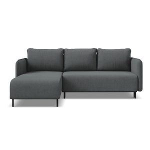 Tmavosivá rozkladacia/s úložným priestorom rohová pohovka (ľavý roh) Luana – Makamii Makamii