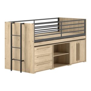 Vyvýšená detská posteľ s úložným priestorom s roštom v prírodnej farbe 90x200 cm Sam – Vipack Vipack